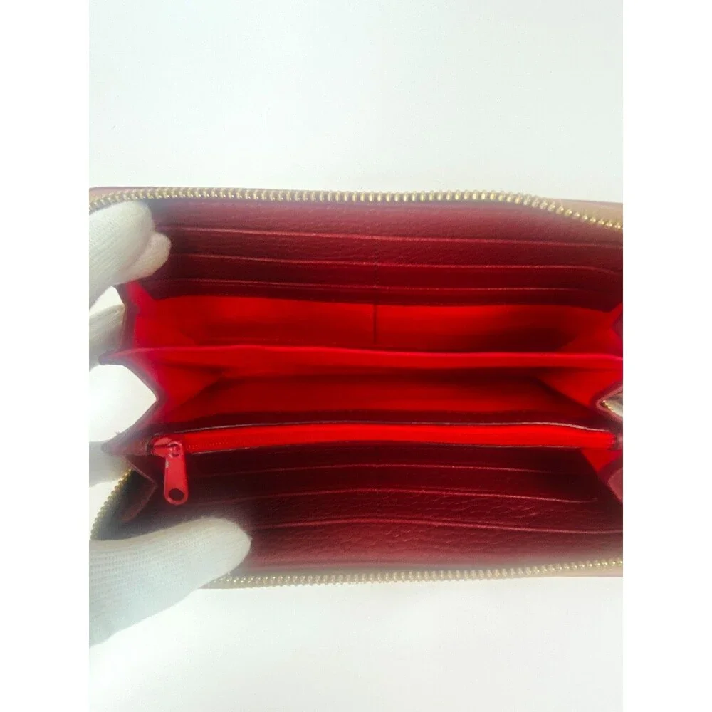 Dooney & Bourke Pebble Grain Large Zip Around Wallet Wristlet Burgundy Red